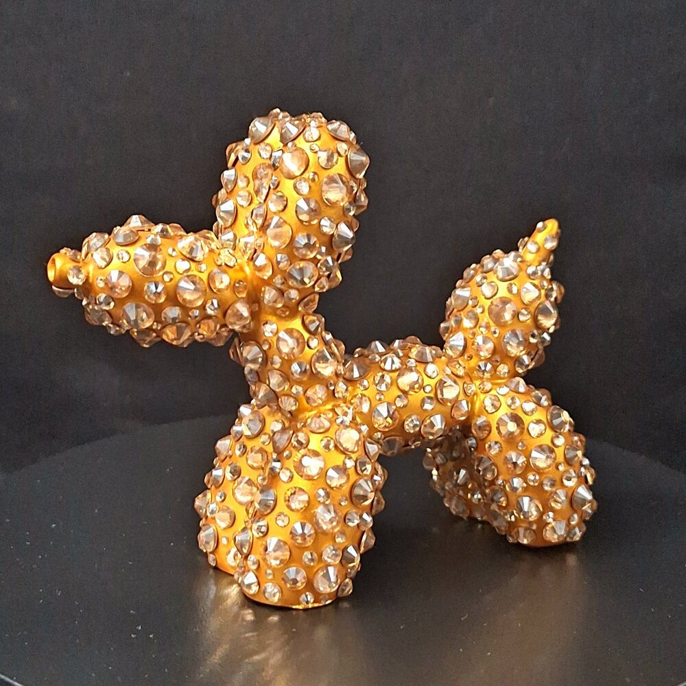 Gold Bedazzled Balloon Dog Statuette, Unique Gift, Home Decor, Bling
